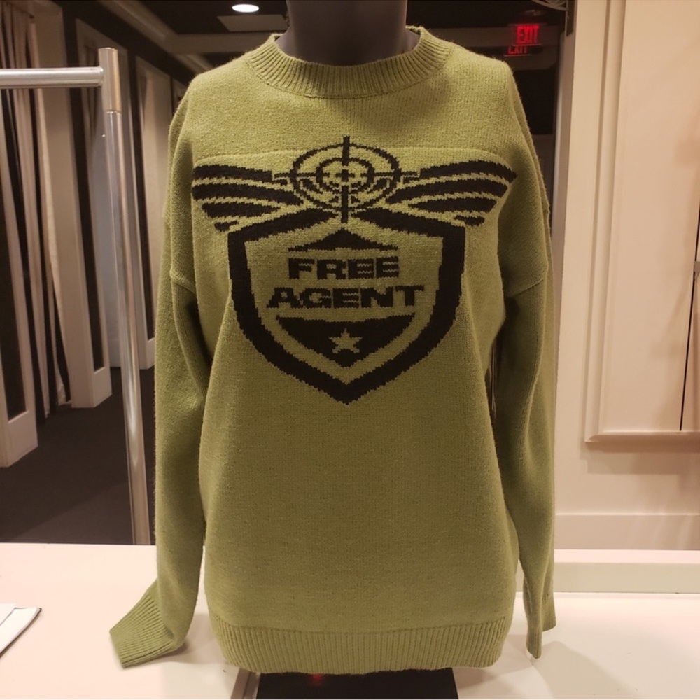 Free Agent Olive Military Sweater Green Long Sleeve Top Medium NEW WITH TAG - Picture 3 of 7